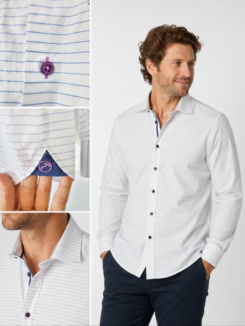 Hammermade Blue And White Striped Button Down shirt